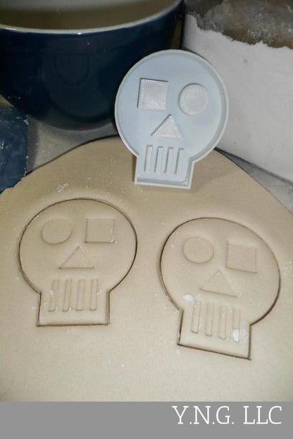 Skull Detailed Square And Round Eye Halloween Cookie Cutter Made In USA PR2140