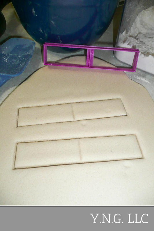 Long Rectangle Shape With Vertical Divide Small Cookie Cutter Made In USA PR3043