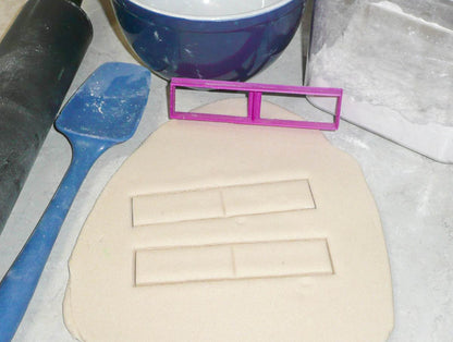 Long Rectangle Shape With Vertical Divide Small Cookie Cutter Made In USA PR3043