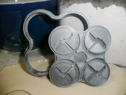 Drone Outline With Detail Stamp 2 Piece Cookie Cutter Made In USA PR2039