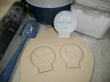 Skull With Round Eyes Halloween Day Of The Dead Cookie Cutter Made In USA PR2141