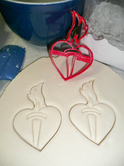 Heart Flaming Torch American Heart Assoc Cookie Cutter Made In USA PR3032