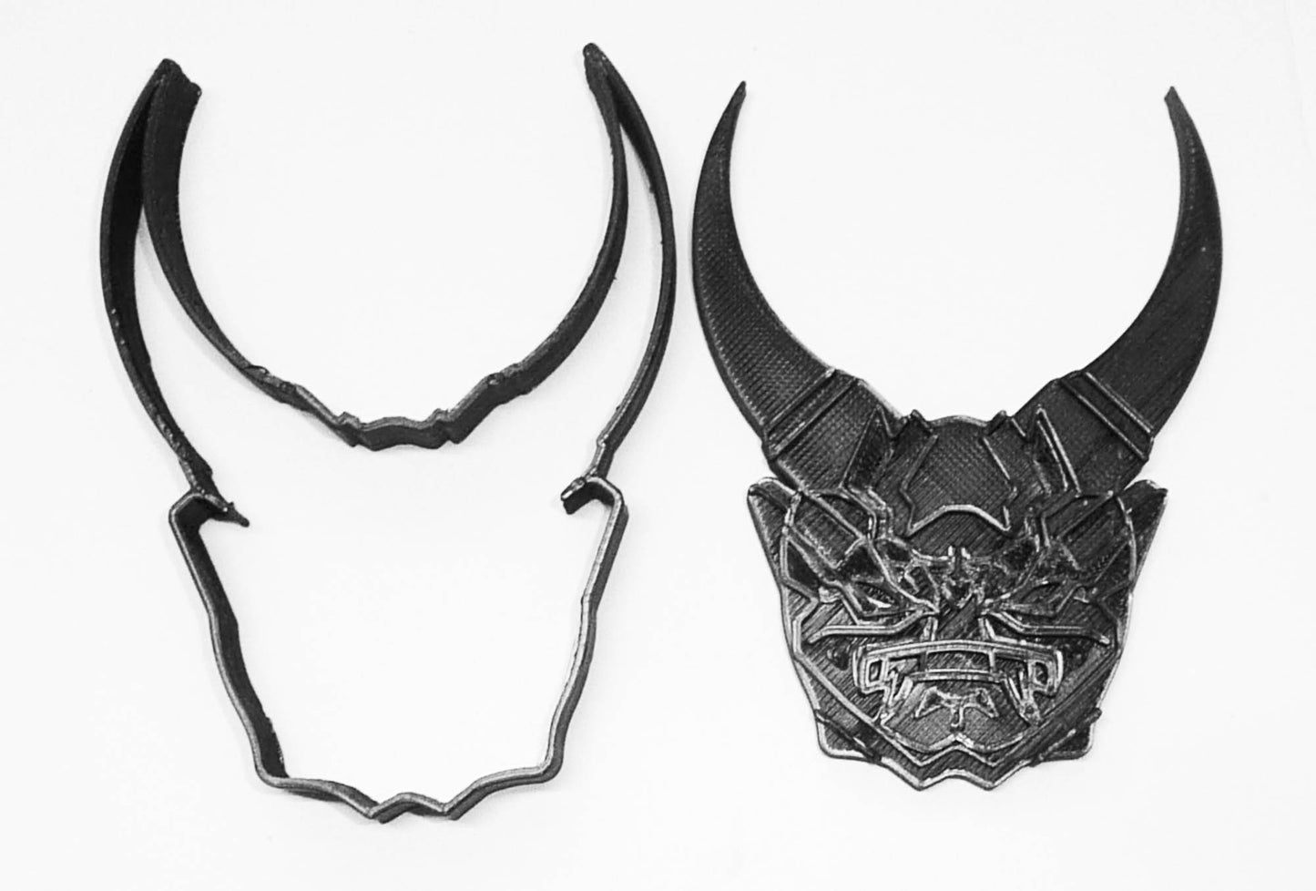 Oni Mask Japanese Samurai Horns 2 PC Stamp And Cookie Cutter Made In USA PR2308