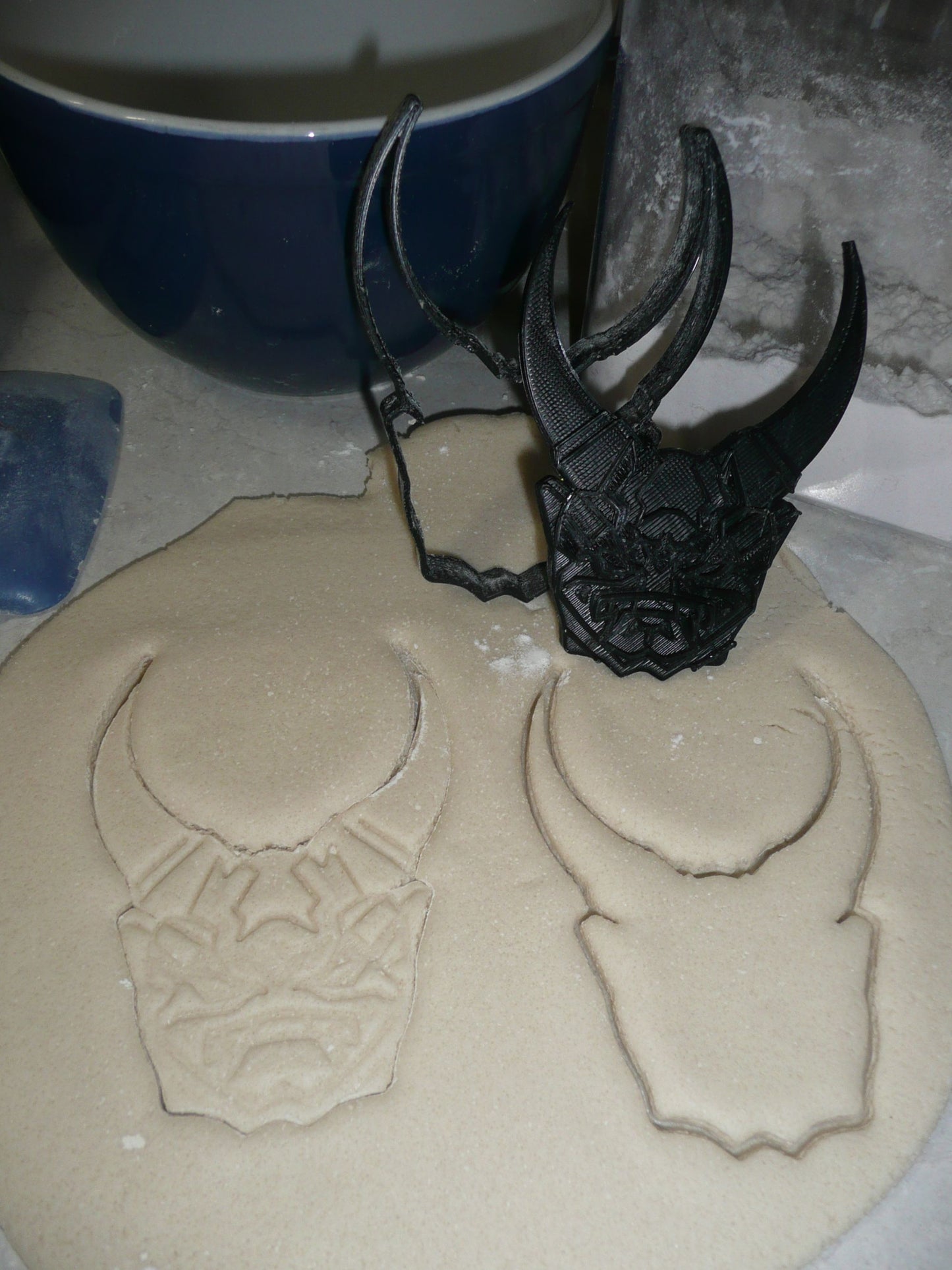 Oni Mask Japanese Samurai Horns 2 PC Stamp And Cookie Cutter Made In USA PR2308