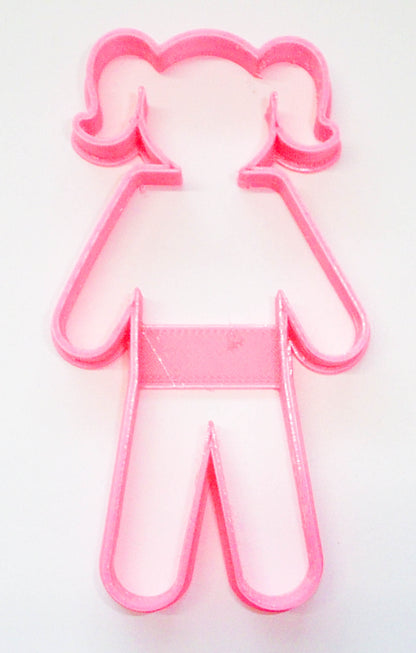 Girl with Pigtails Full Body Outline Cookie Cutter Made In USA PR2283