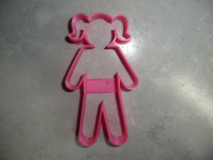 Girl with Pigtails Full Body Outline Cookie Cutter Made In USA PR2283