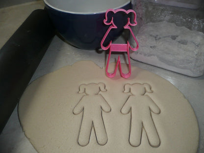 Girl with Pigtails Full Body Outline Cookie Cutter Made In USA PR2283