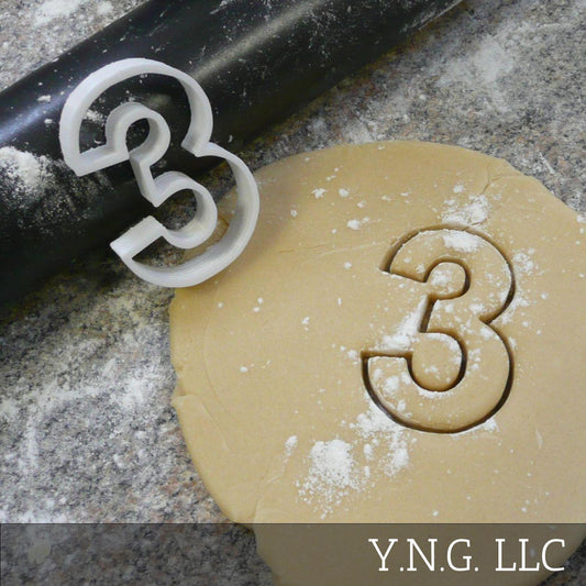 Number 3 Three Cookie Cutter Baking Tool 3D Printed USA PR108-3