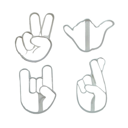 Hand Gestures Peace Shaka Set Of 4 Cookie Cutters Made In USA PR1948