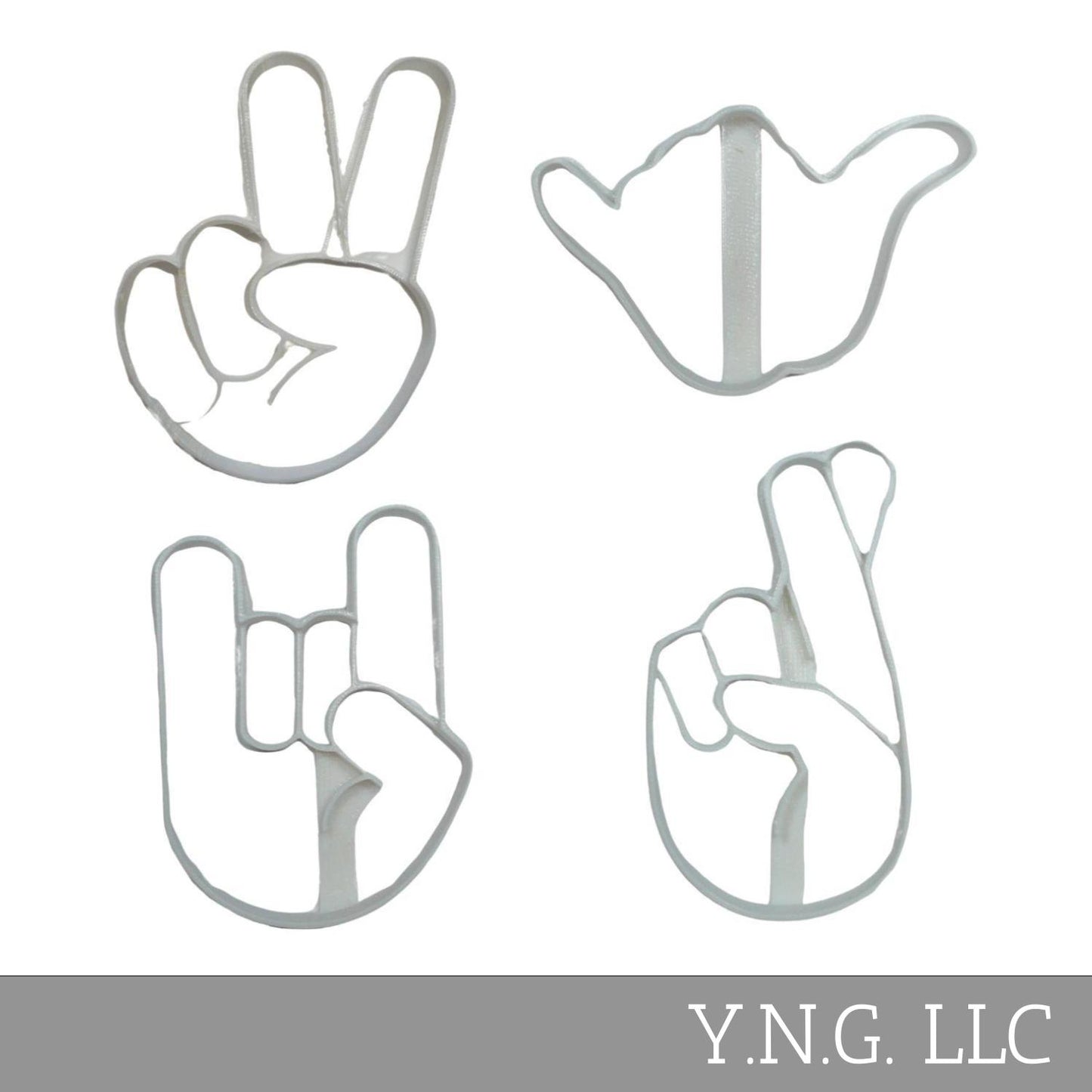 Hand Gestures Peace Shaka Set Of 4 Cookie Cutters Made In USA PR1948