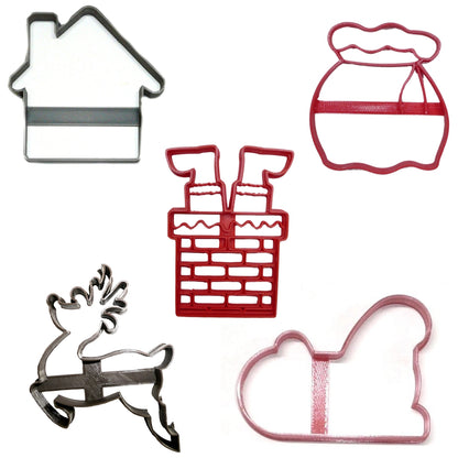 Santa Delivery Christmas Eve Set Of 5 Cookie Cutters Made In USA PR1966