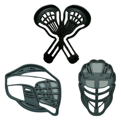 Lacrosse Helmet And Sticks Set Of 3 Cookie Cutters Made In USA PR1976