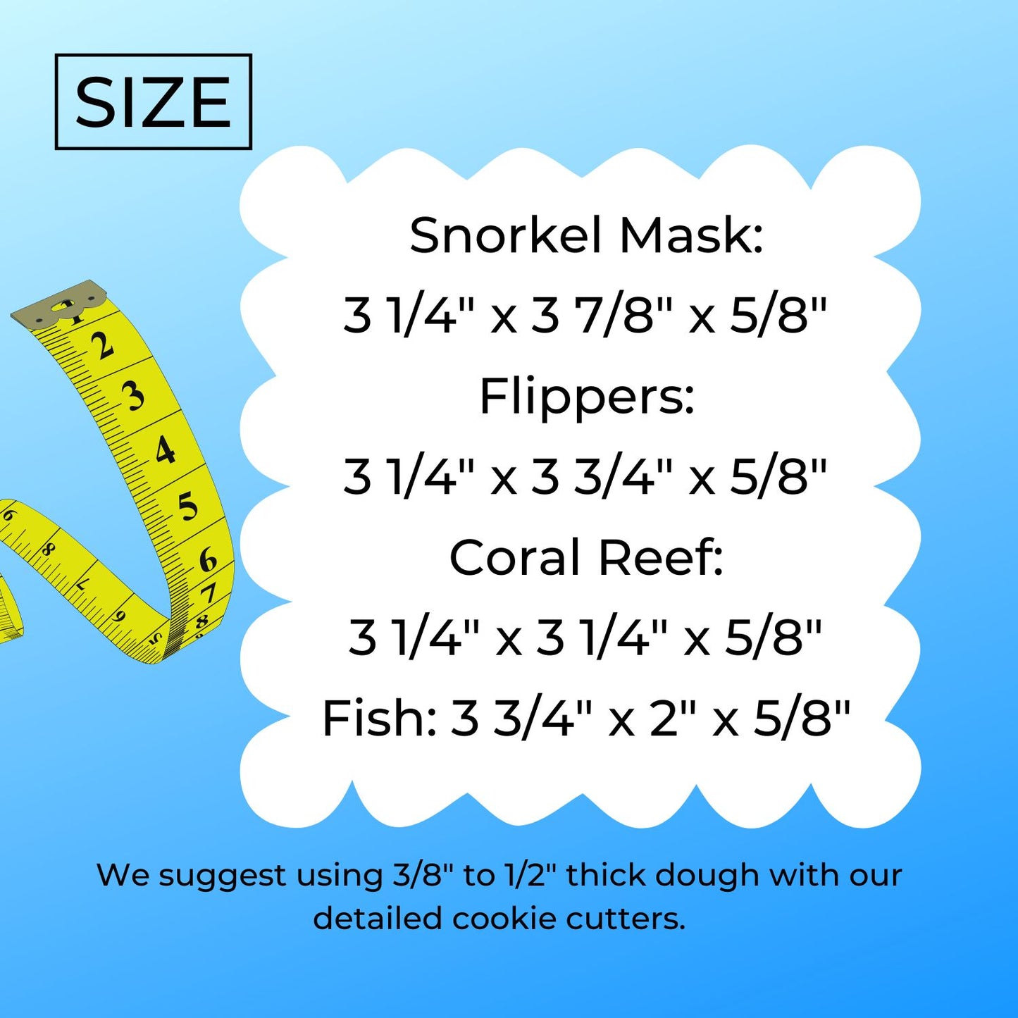 Snorkeling Mask Flippers Reef Fish Set Of 4 Cookie Cutters Made In USA PR1978