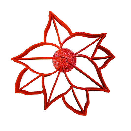 6x Poinsettia Fondant Cutter Cupcake Topper 1.75 IN USA FD2229