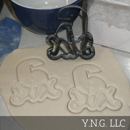 Number Six 6 With Word Birthday Anniversary Cookie Cutter Made In USA PR2407