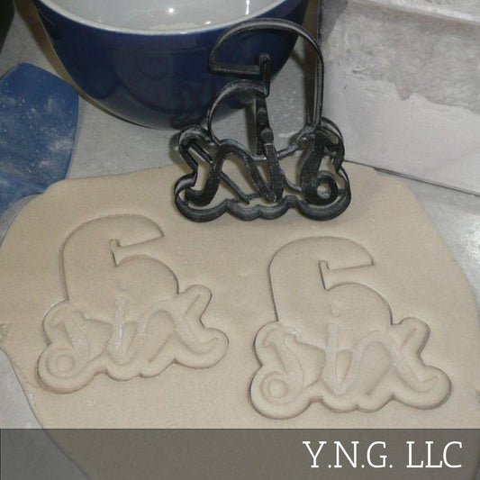 Number Six 6 With Word Birthday Anniversary Cookie Cutter Made In USA PR2407
