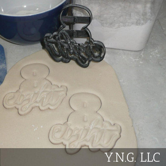 Number Eight 8 With Word Birthday Anniversary Cookie Cutter Made In USA PR2409