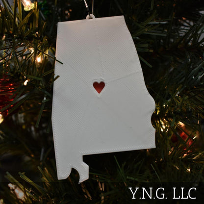 Alabama State Montgomery Heart Ornament Christmas Decor USA PR244-AL
