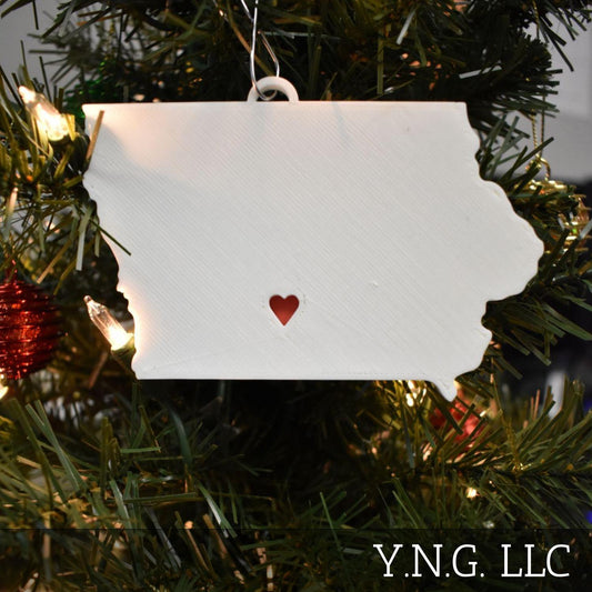 Iowa State Des Moines Heart Ornament Christmas Decor USA PR244-IA