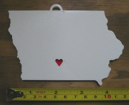 Iowa State Des Moines Heart Ornament Christmas Decor USA PR244-IA