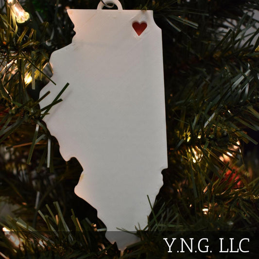 Illinois State Chicago Heart Ornament Christmas Decor USA PR244-IL