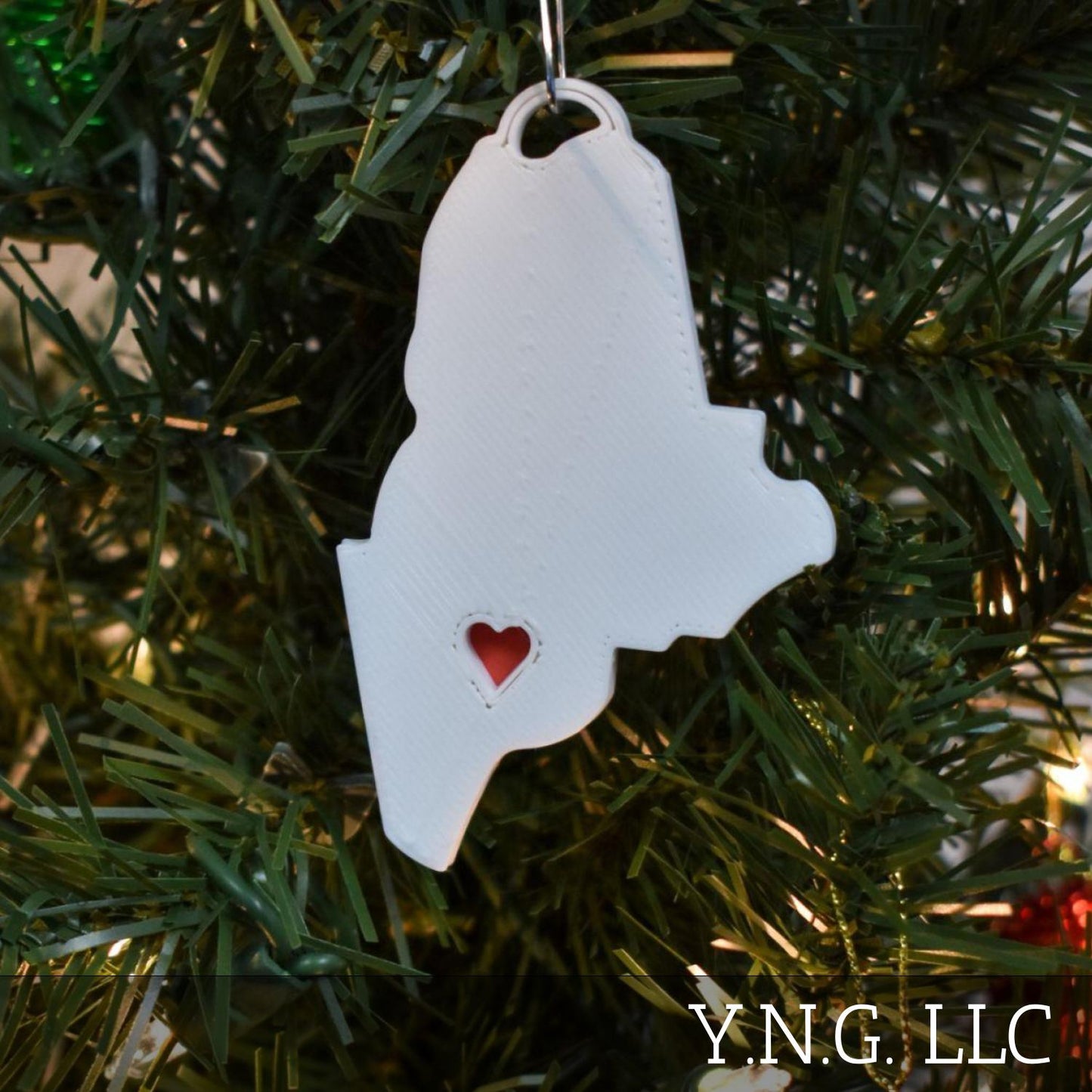 Maine State Augusta Heart Ornament Christmas Decor USA PR244-ME