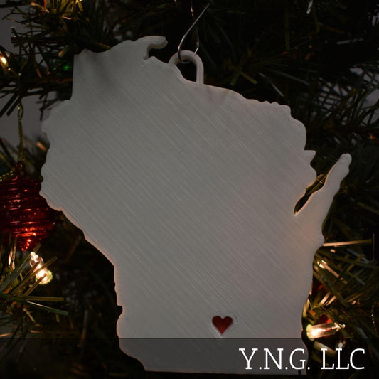Wisconsin State Madison Heart Ornament Christmas Decor USA PR244-WI