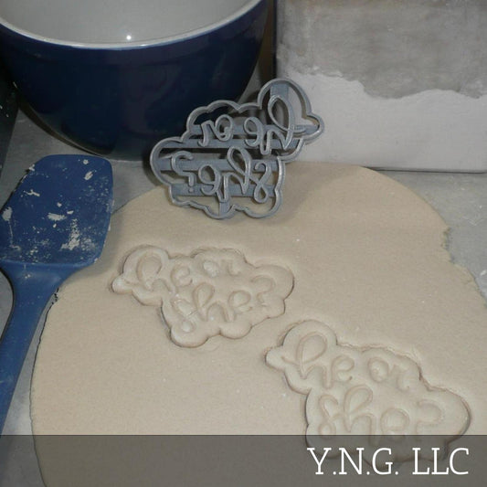 He Or She Gender Reveal Baby Shower Cookie Cutter Made In USA PR2522