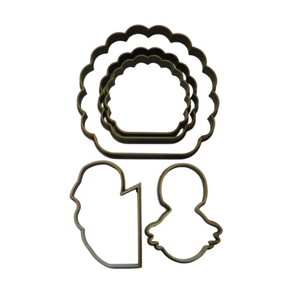 Turkey 5 Piece Set Thanksgiving Holiday Cookie Cutter Made In USA PR2973