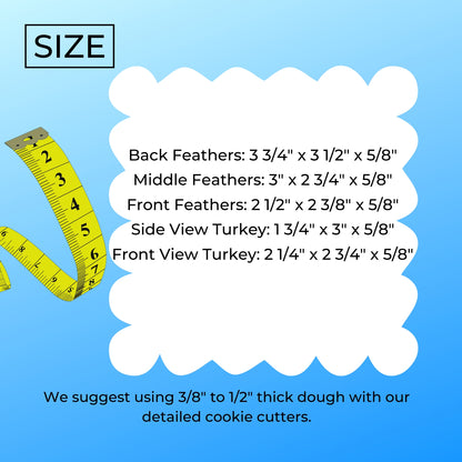 Turkey 5 Piece Set Thanksgiving Holiday Cookie Cutter Made In USA PR2973