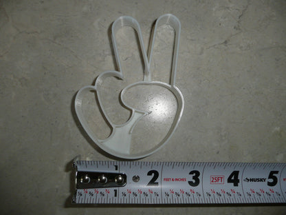 Peace Or Victory Sign Detailed Hand Shape Cookie Cutter Made In USA PR5031