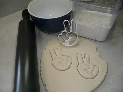 Peace Or Victory Sign Detailed Hand Shape Cookie Cutter Made In USA PR5031