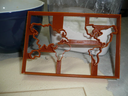 World Map Travel Continents Detailed Cookie Cutter Made In USA PR5077