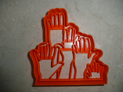 6x Hands Raised Fondant Cutter Cupcake Topper 1.75 IN USA FD5093