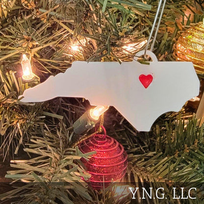 North Carolina Raleigh Heart Hanging Christmas Ornament USA PR5113
