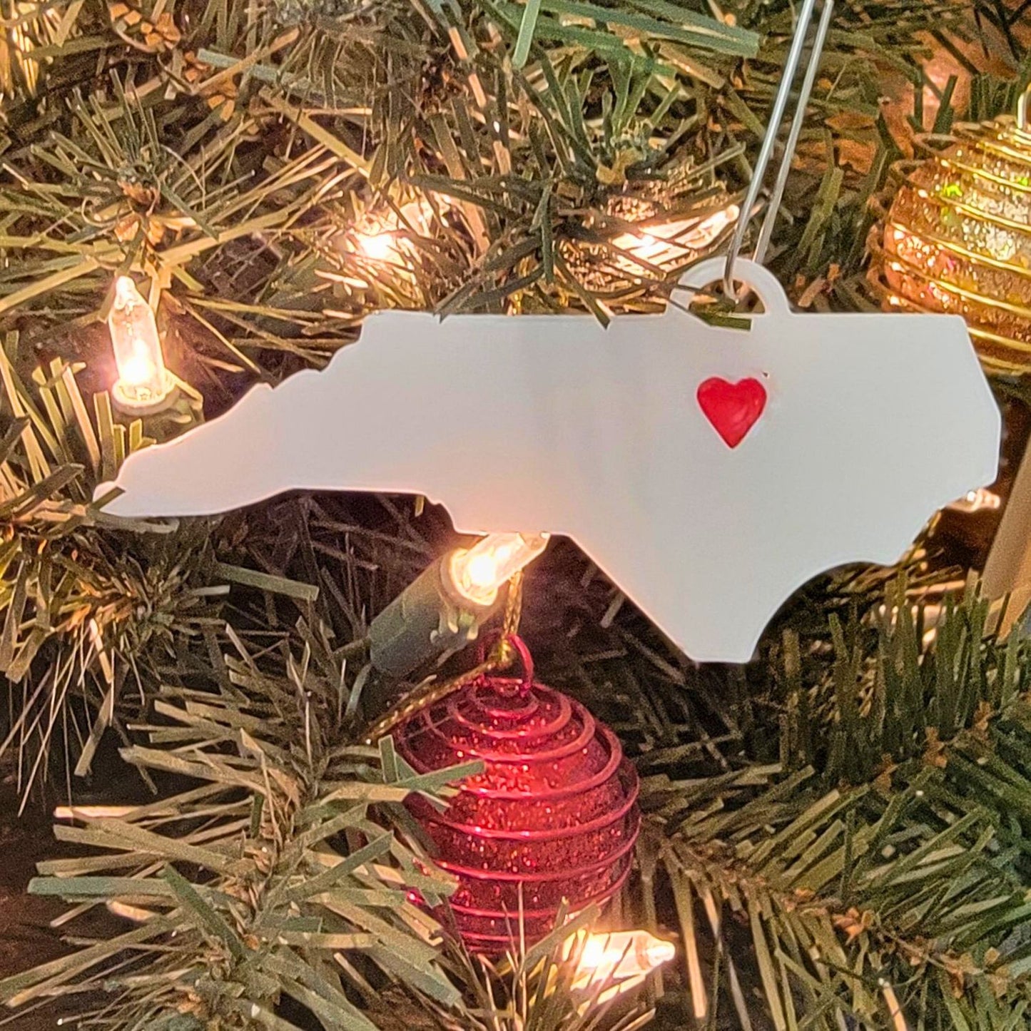 North Carolina Raleigh Heart Hanging Christmas Ornament USA PR5113