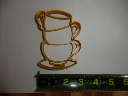 Stacked Teacups Tea Cups Detailed Cookie Cutter Made In USA PR5202