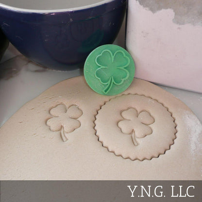 4 Leaf Clover Shamrock St Patricks Day Cookie Stamp Embosser Made In USA PR5519