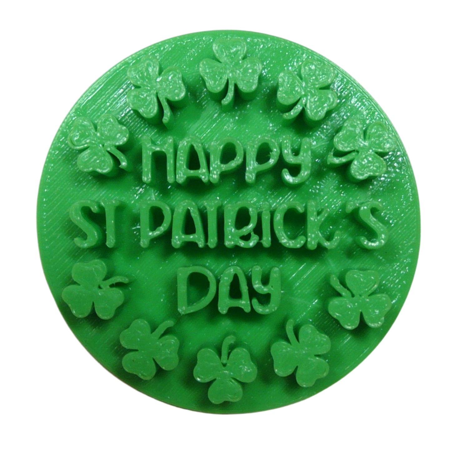 Happy St Patricks Day With Clovers Cookie Stamp Embosser Made In USA PR5521