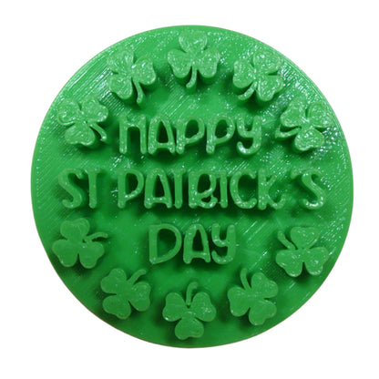 Happy St Patricks Day With Clovers Cookie Stamp Embosser Made In USA PR5521