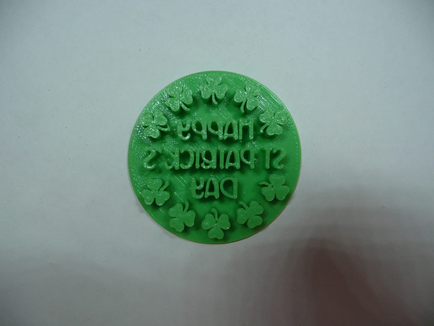Happy St Patricks Day With Clovers Cookie Stamp Embosser Made In USA PR5521
