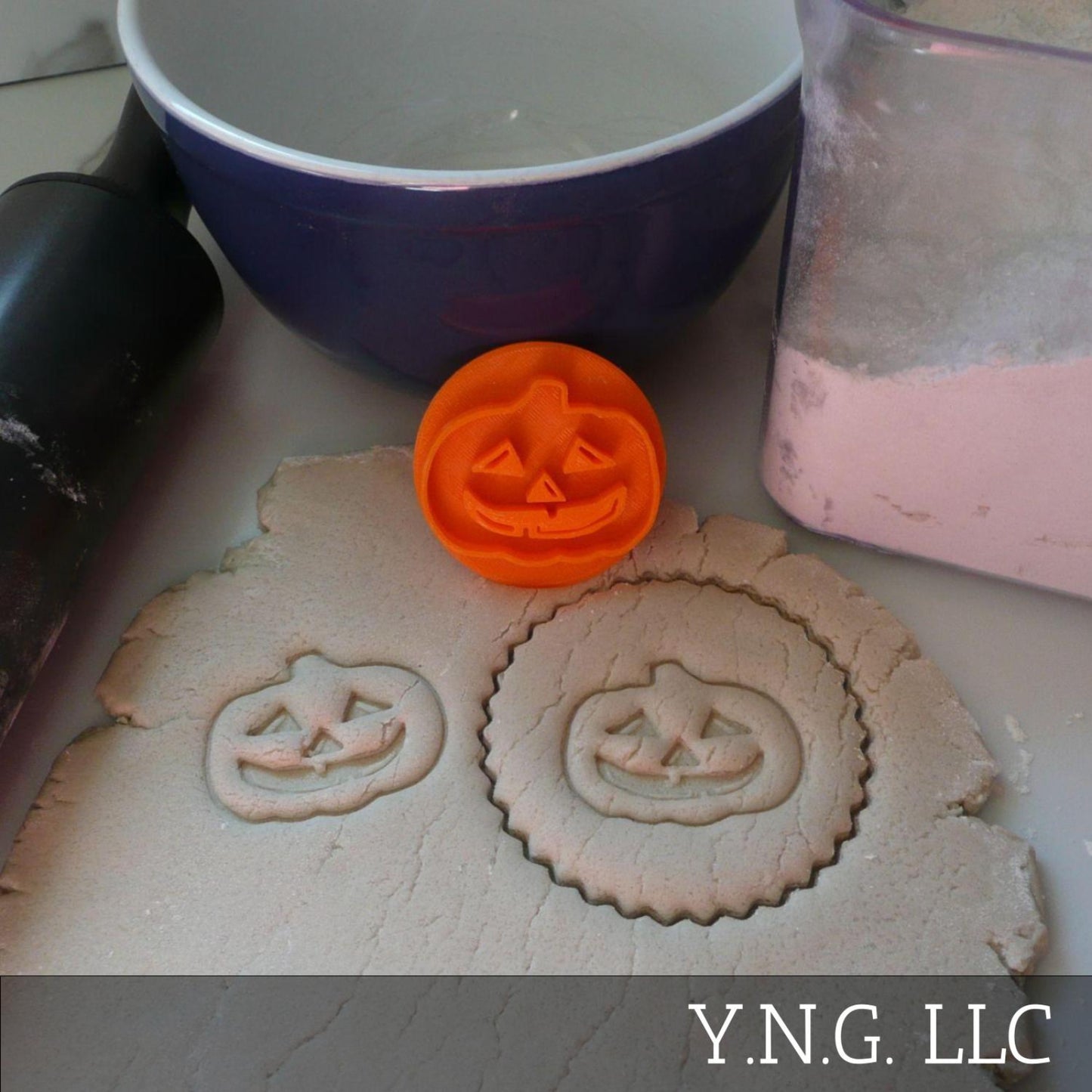 Jack O Lantern Halloween Pumpkin Cookie Stamp Embosser Made In USA PR5542