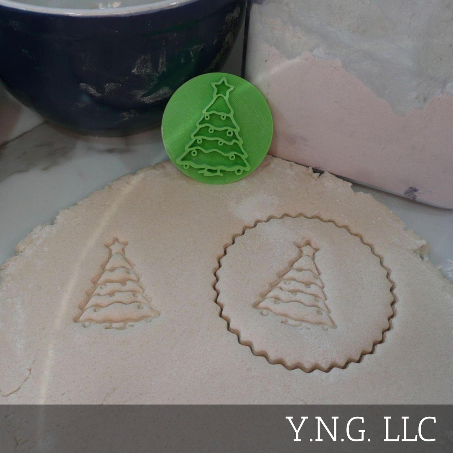 Christmas Tree Cookie Stamp Embosser Made In USA PR5550