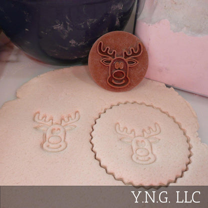 Reindeer Face Christmas Cookie Stamp Embosser Made In USA PR5555