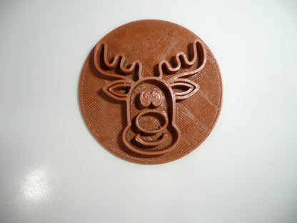 Reindeer Face Christmas Cookie Stamp Embosser Made In USA PR5555