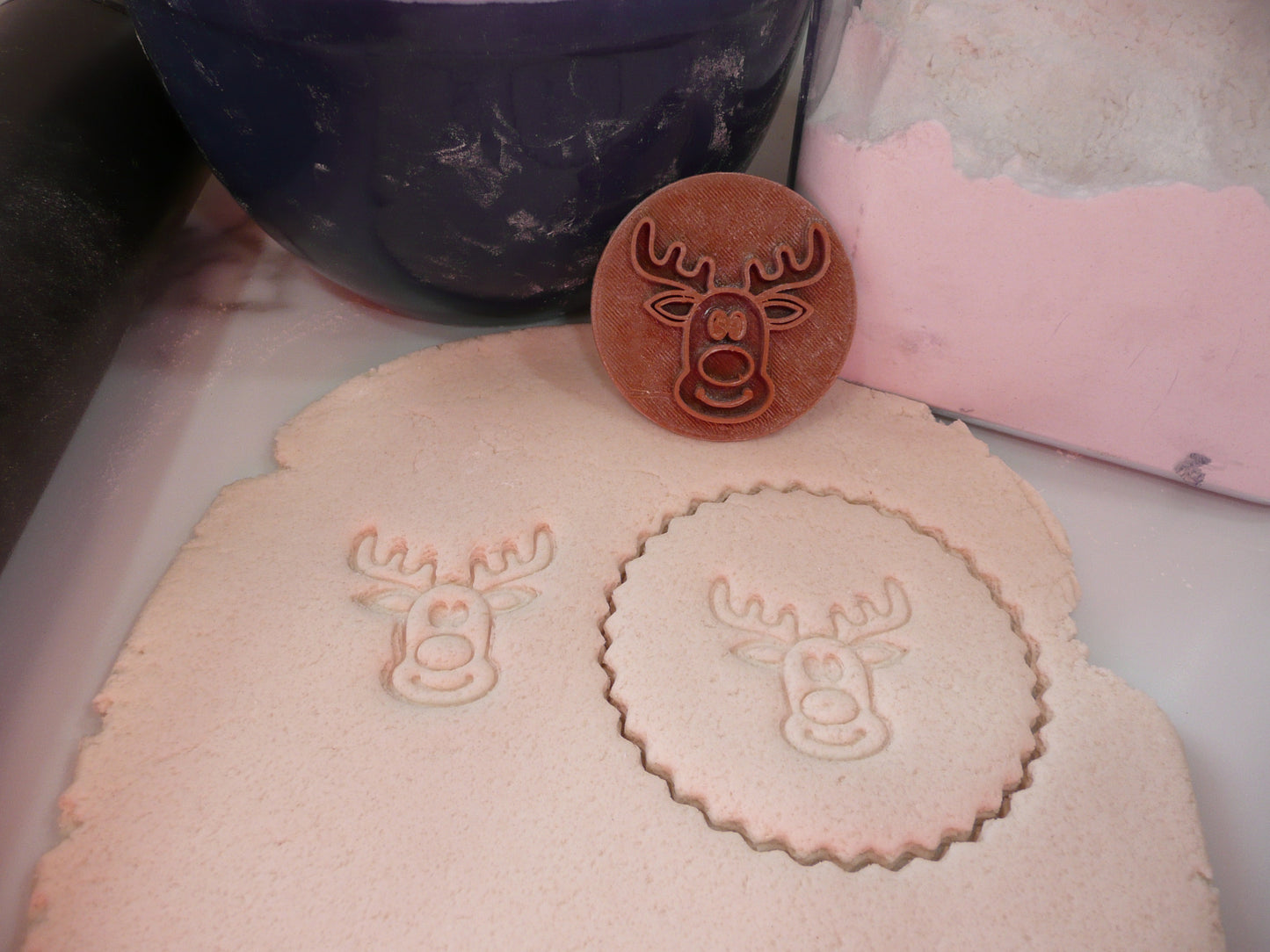 Reindeer Face Christmas Cookie Stamp Embosser Made In USA PR5555