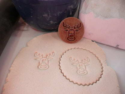 Reindeer Face Christmas Cookie Stamp Embosser Made In USA PR5555