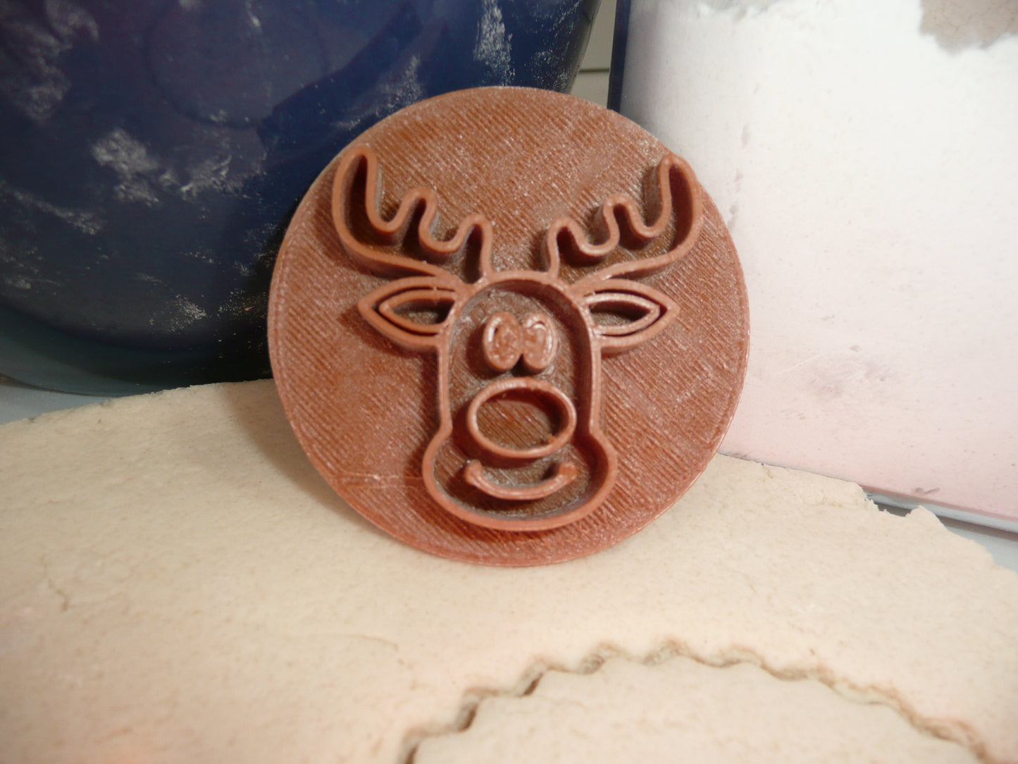 Reindeer Face Christmas Cookie Stamp Embosser Made In USA PR5555