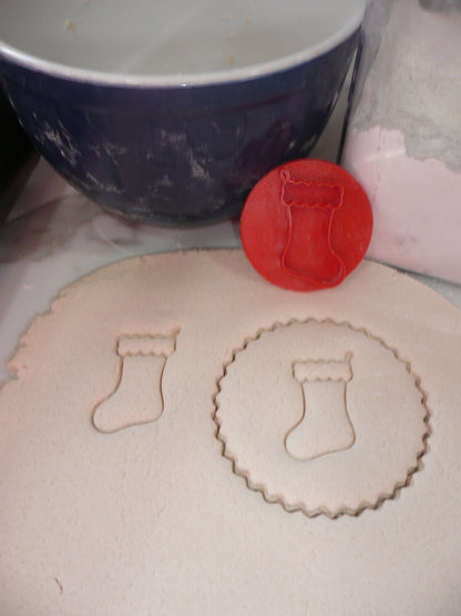 Christmas Stocking Cookie Stamp Embosser Made In USA PR5559