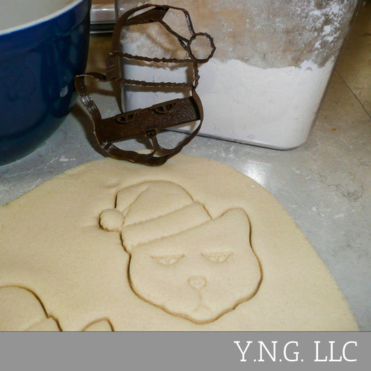 Santa Cat Kitty Wearing Christmas Hat Cookie Cutter Made In USA PR938